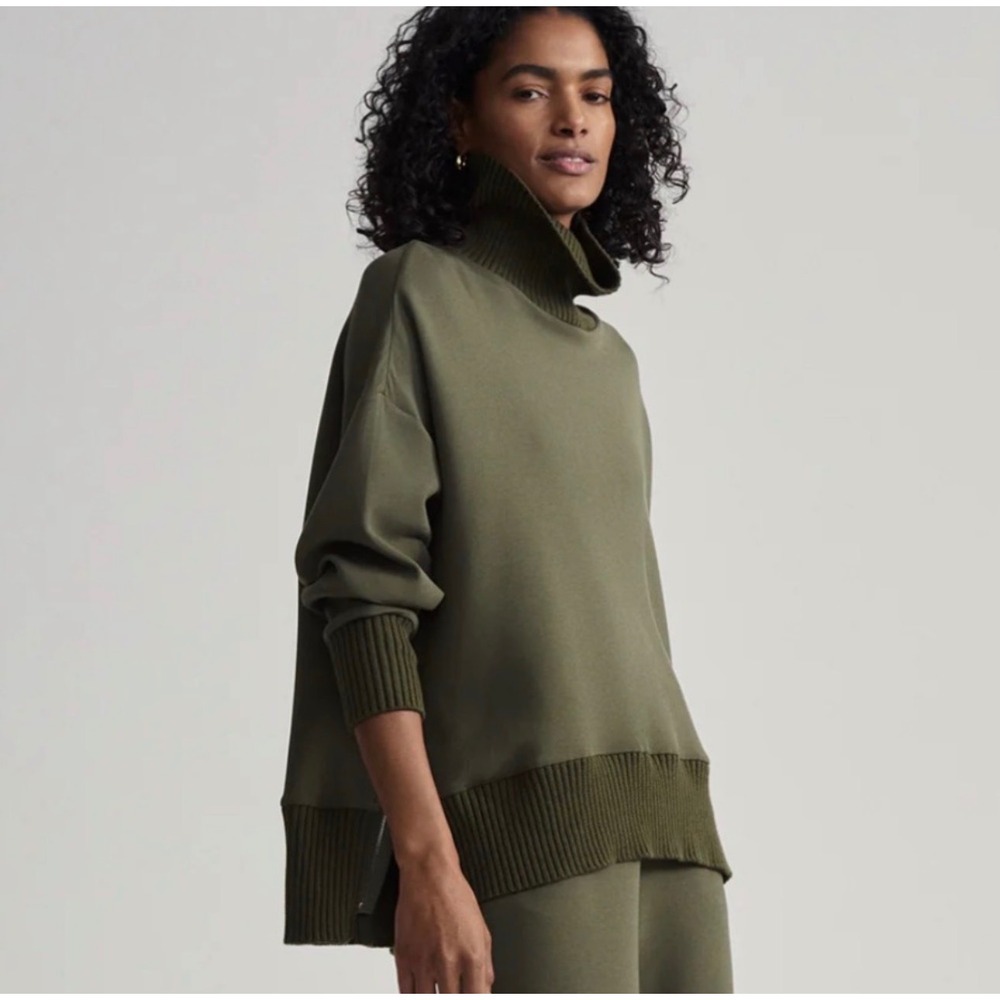 Varley Barker DoubleSoft Sweatshirt High Neck Sweat size Small Olive Green